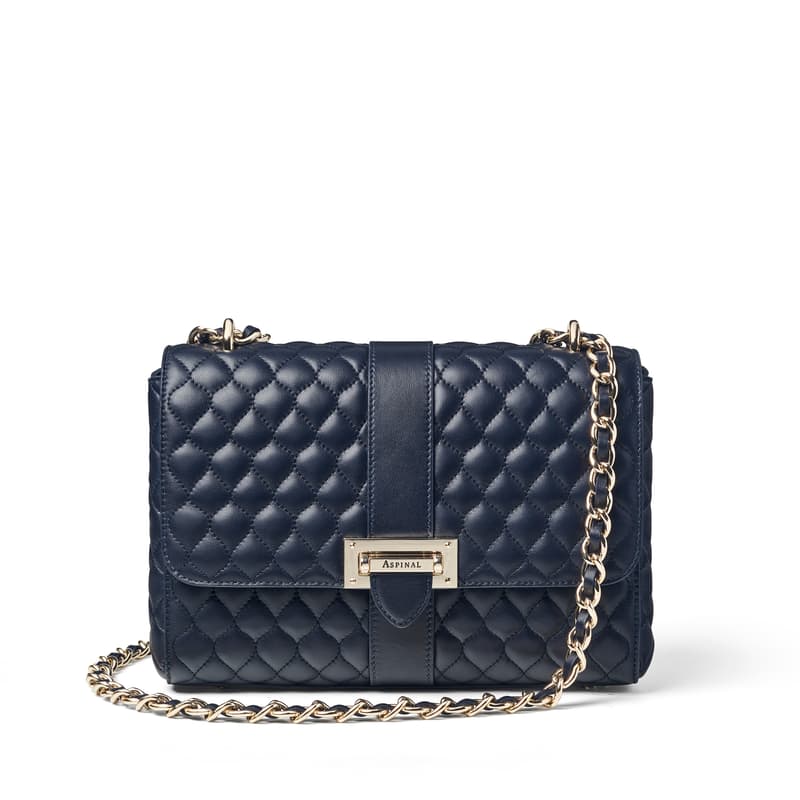 Large Lottie Bag in Navy Nappa