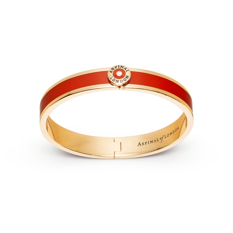 Enamel Bangle in Cardinal Red Enamel & 18ct Gold Plated