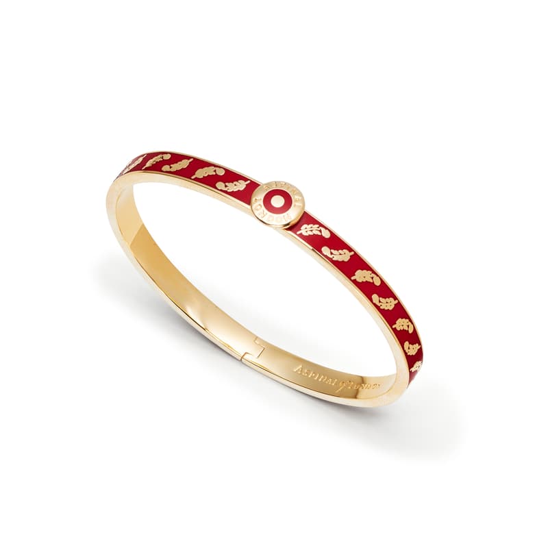 Feather Bangle in Cardinal Red Enamel & 18ct Gold Plated