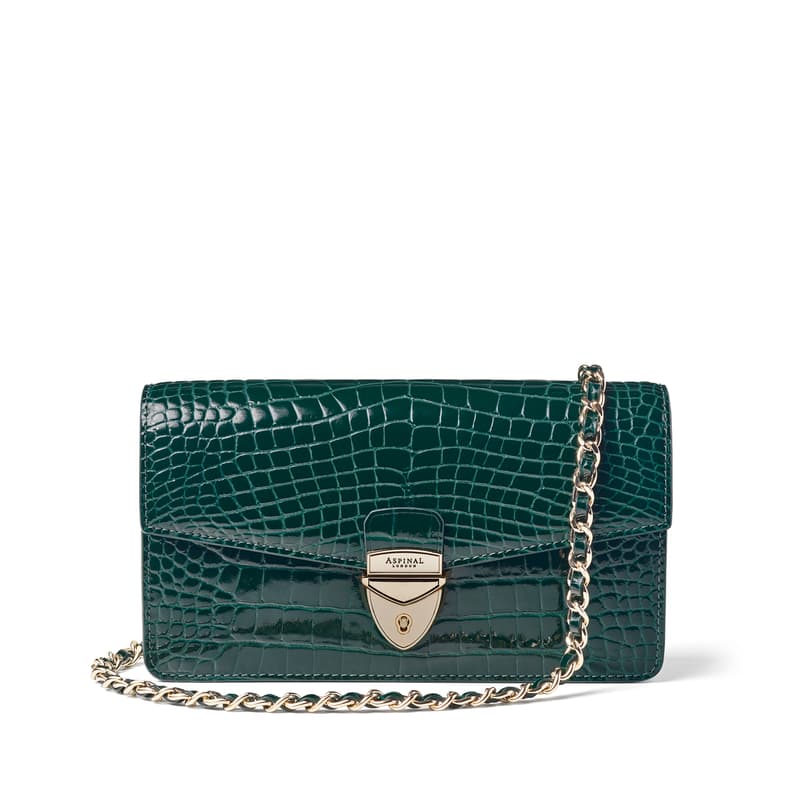 Mayfair Clutch 2 Green Leather Crocodile Print Bag