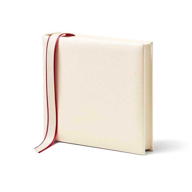8-inch Leather Photo Album in Ivory Pebble