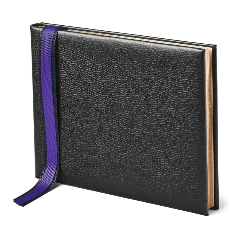 Classic Leather Guest Book in Black Pebble