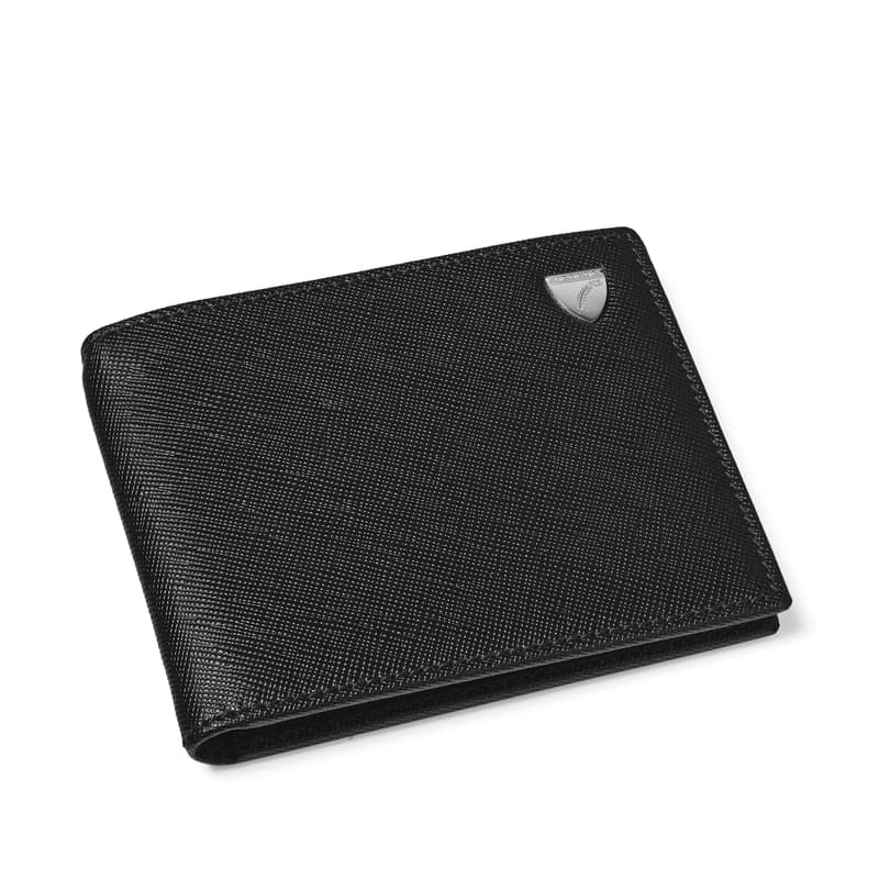 Billfold RFID Wallet in Black & Green Saffiano