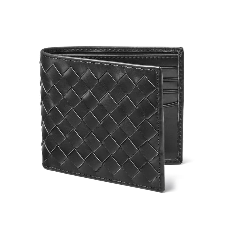 8 Card Billfold Wallet in Black Woven Leather