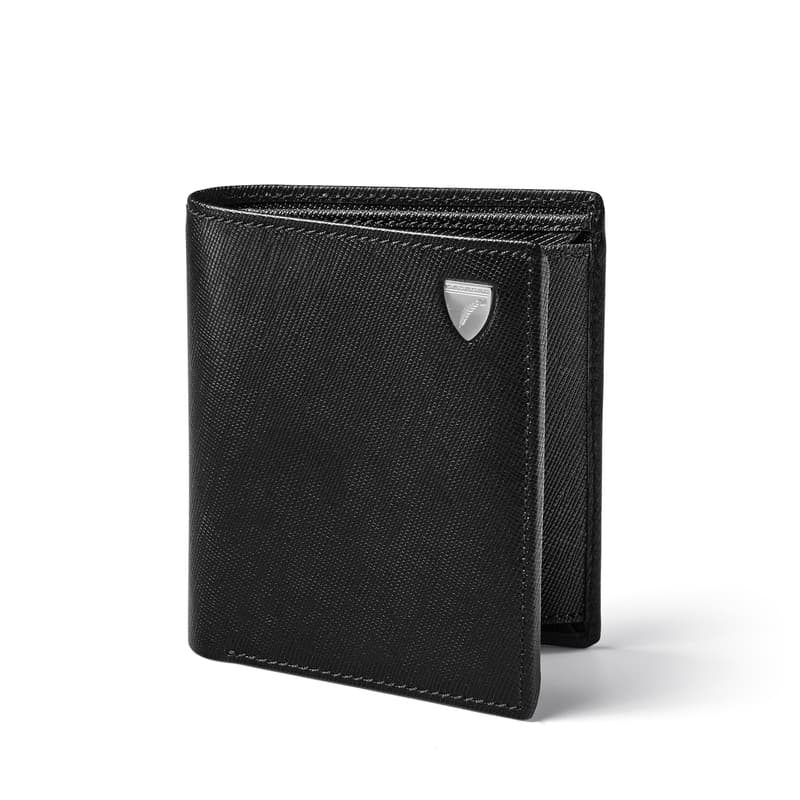 ID & Coin RFID Wallet in Black Saffiano