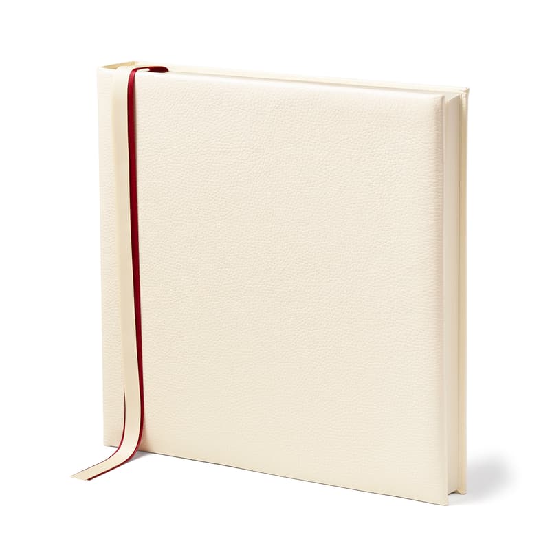 12-inch Leather Photo Album in Ivory Pebble