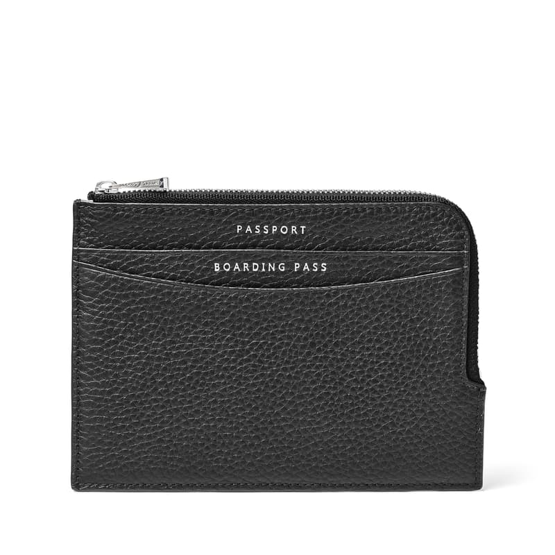 Zipped Travel Wallet in Black Pebble