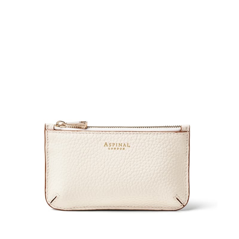 Ella Card & Coin Holder in Ivory Pebble