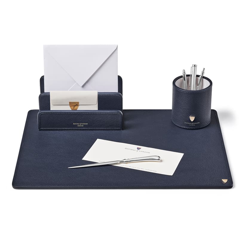 A3 Desk Pad in Navy Pebble