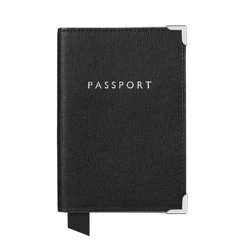 Passport Cover in Black Saffiano & Black Suede