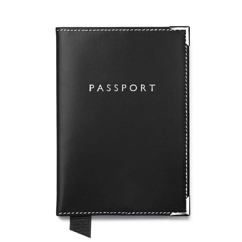Passport Cover in Smooth Black & Cobalt Blue Suede