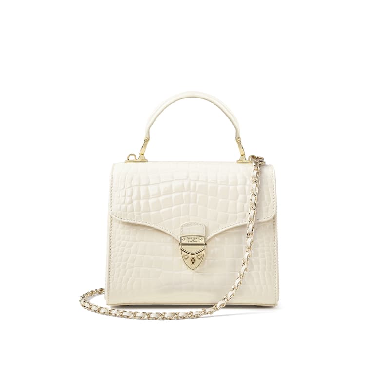 Midi Mayfair in Ivory Patent Croc