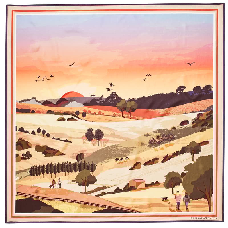 South Downs Silk Scarf in Burnt Orange Pure Silk