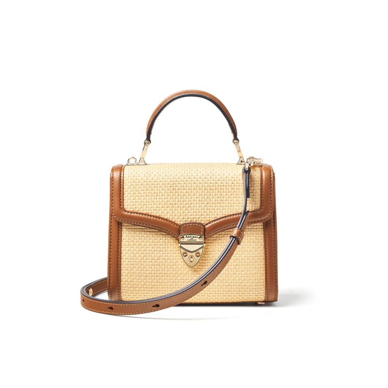 Mayfair Midi Natural Raffia & Smooth Tan Bag