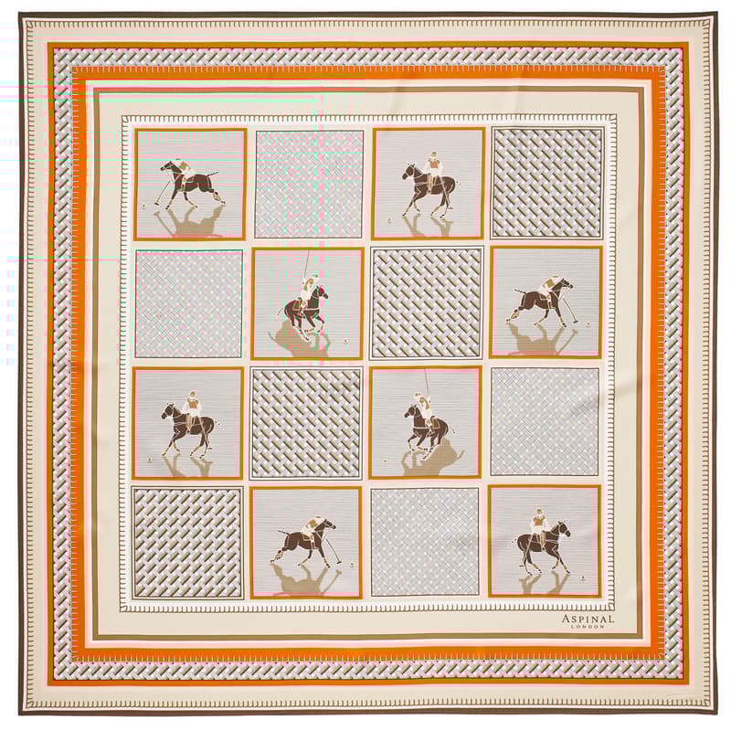 Polo Silk Scarf in Soft Taupe & Neutral Pure Silk