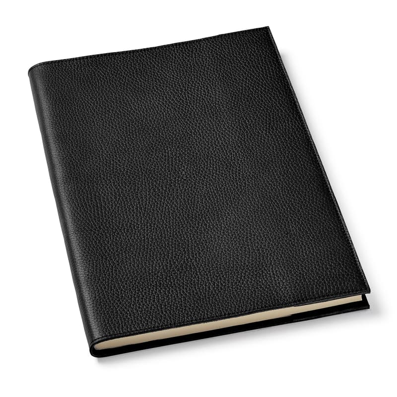 A4 Refillable Leather Journal in Black Pebble