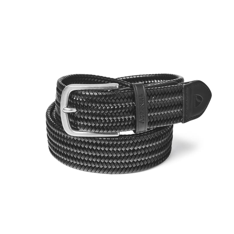 Men's Woven Leather Belt in Black Woven Leather
