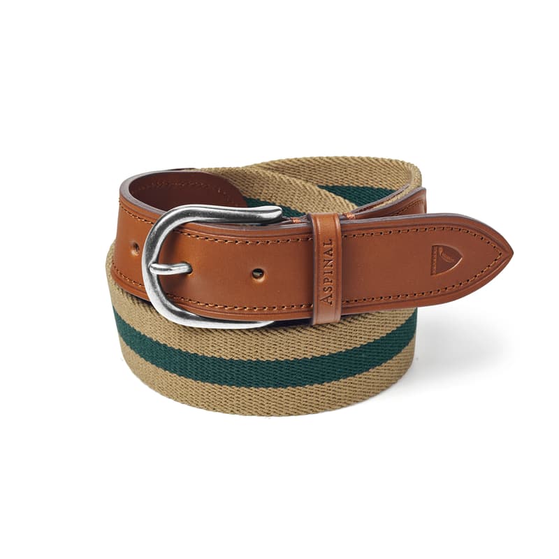 Webbing Belt in Natural & Evergreen Stripes