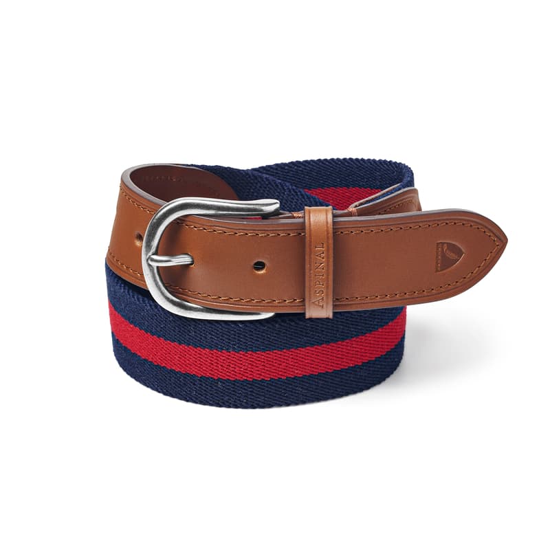 Webbing Belt in Navy & Red Stripes