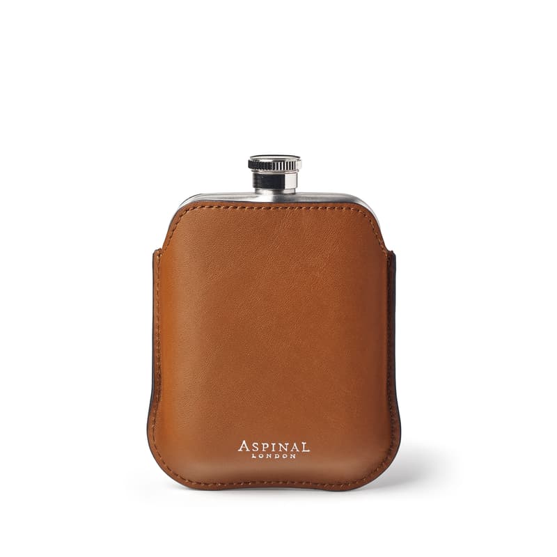 5oz Hip Flask with Leather Pouch in Smooth Tan