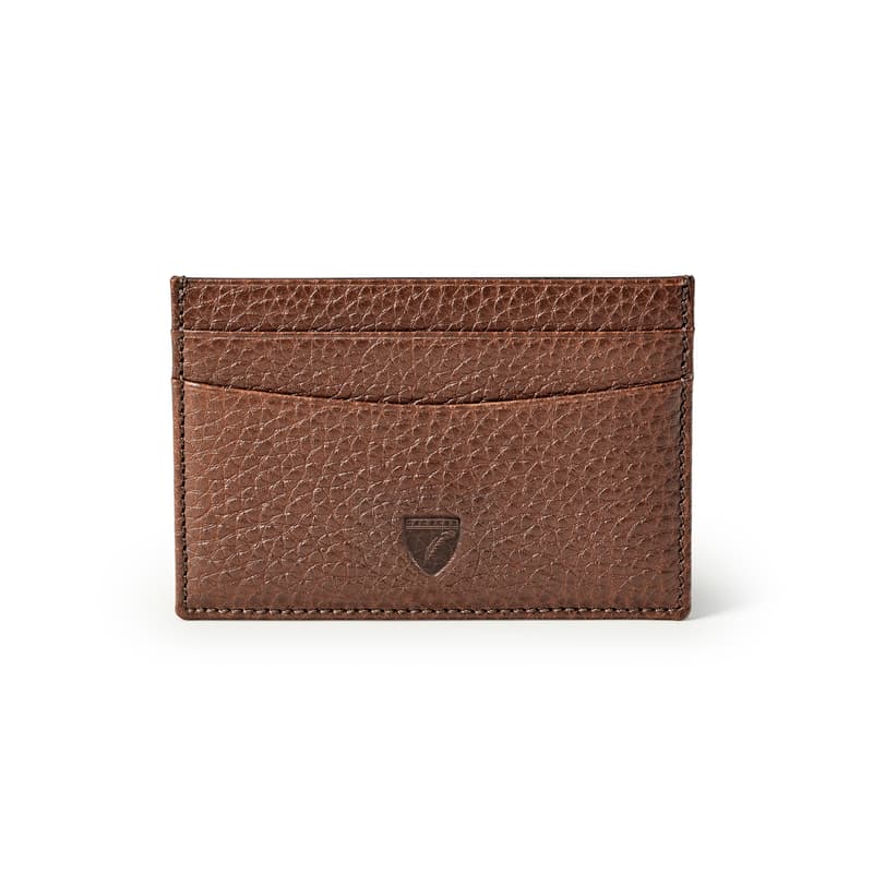 Slim Credit Card Holder in Tobacco Pebble