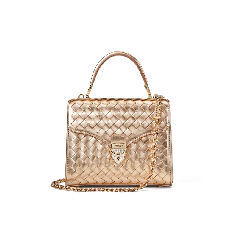 Midi Mayfair in Champagne Metallic Woven Leather