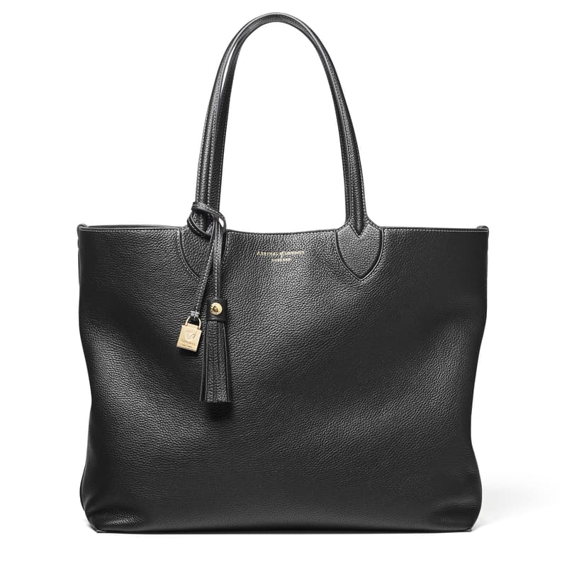 Hudson Tote Bag in Black Milled Pebble