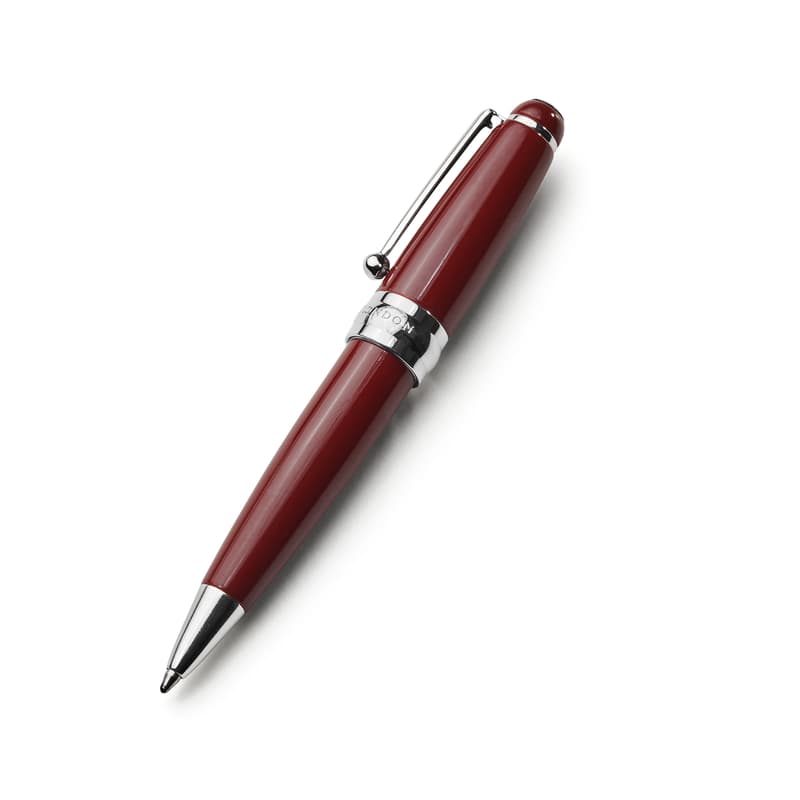 Baby Ballpoint Enamel Pen in Merlot & Silver Plated