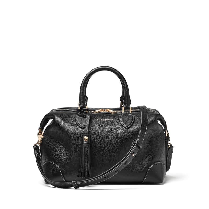 Hudson Bags in Black Milled Pebble