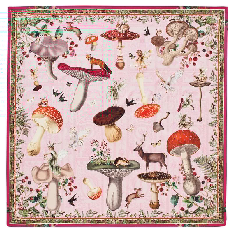 Enchanted Garden Silk Scarf in Pink Pure Silk