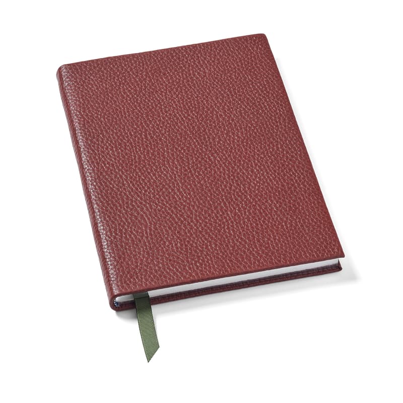 A5 Leather Bound Notebook in Merlot Pebble
