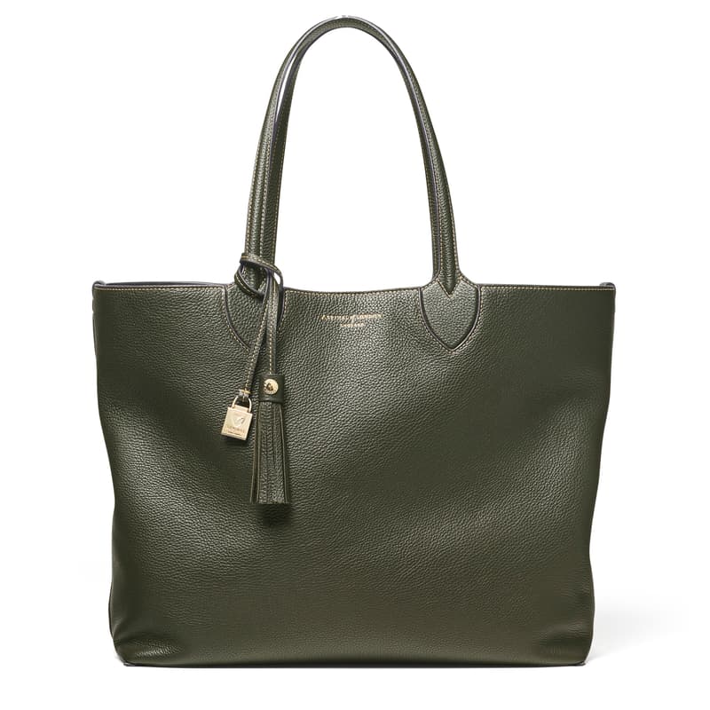 Hudson Tote Bag in Forest Green Milled Pebble