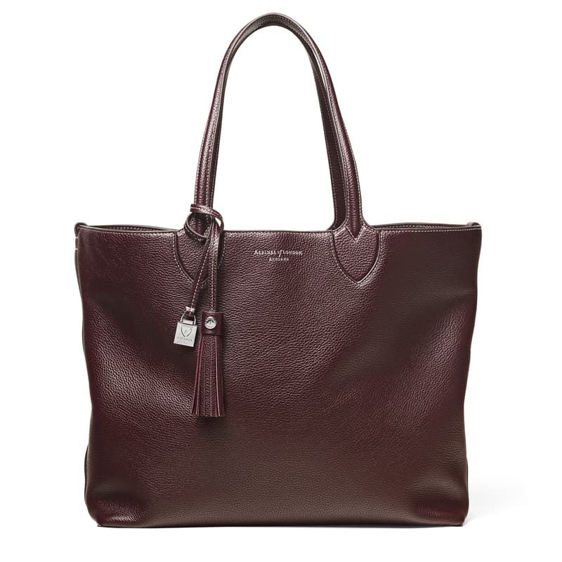 Hudson Tote Bag in Wine Milled Pebble