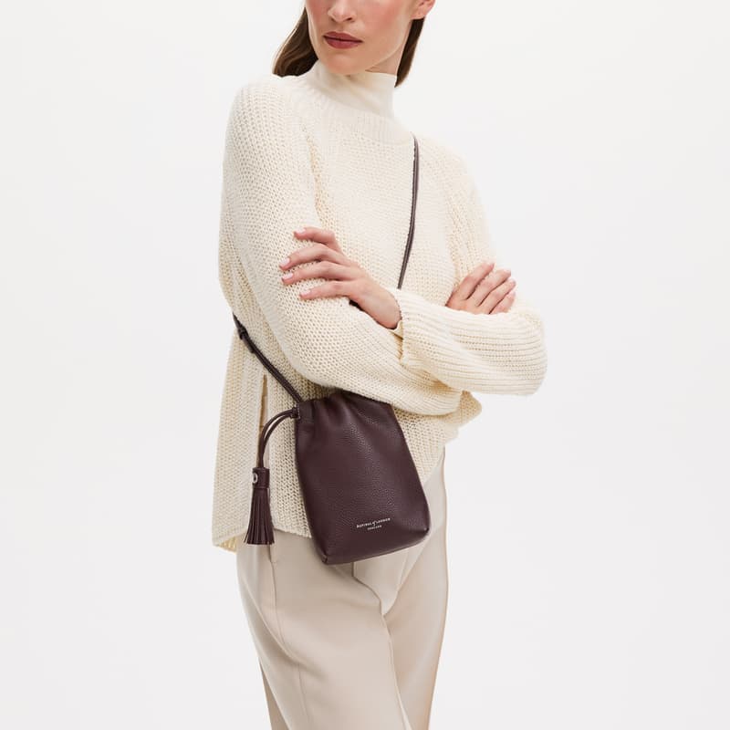 Hudson Crossbody Pouch in Wine Milled Pebble