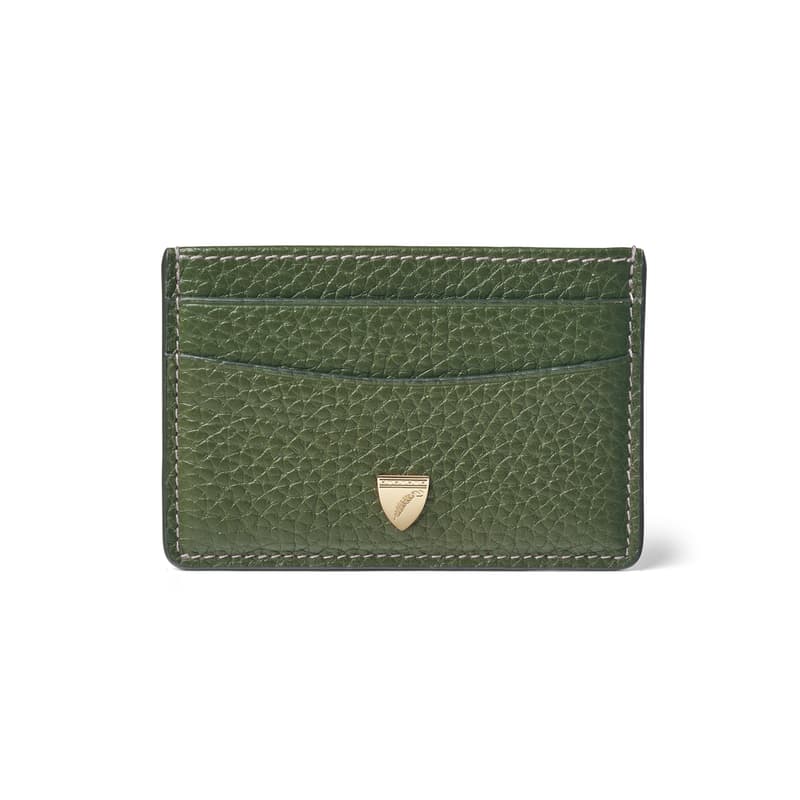 Slim Credit Card Holder in Racing Green Pebble