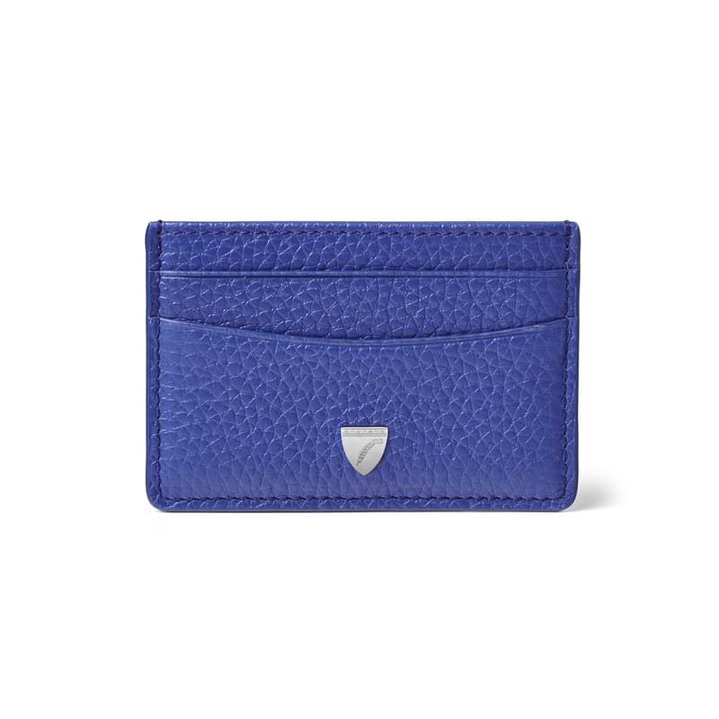 Slim Credit Card Holder in Cobalt Blue Pebble