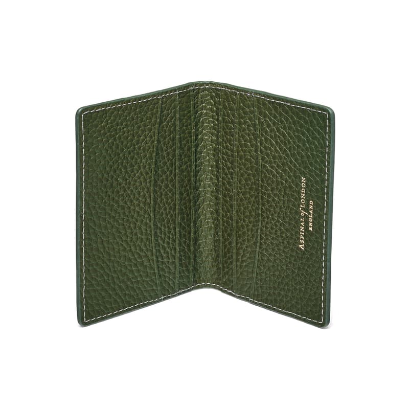 Double Fold Credit Card Holder in Racing Green Pebble