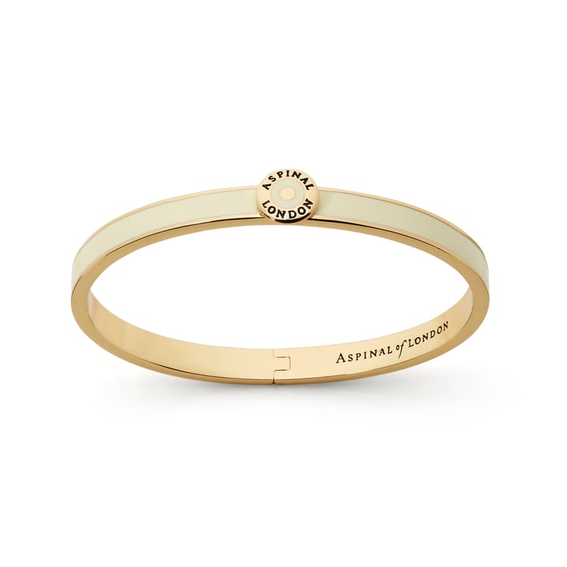 Thin Enamel Bangle in Ivory Enamel & 18ct Gold Plated