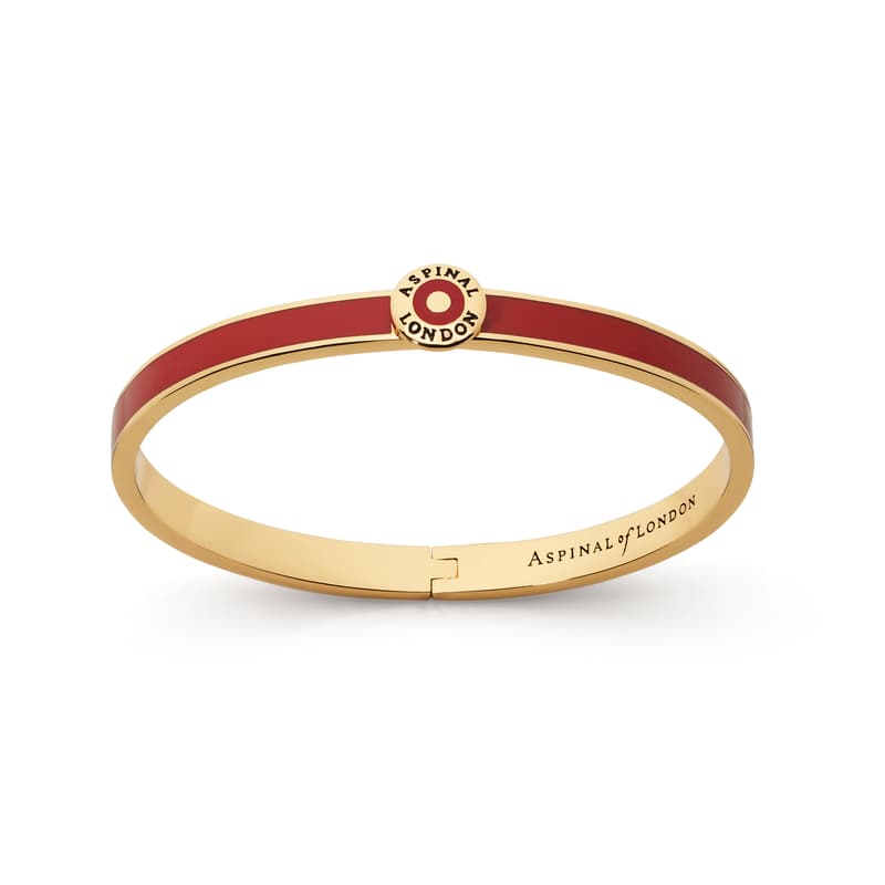 Thin Enamel Bangle in Cardinal Red Enamel & 18ct Gold Plated