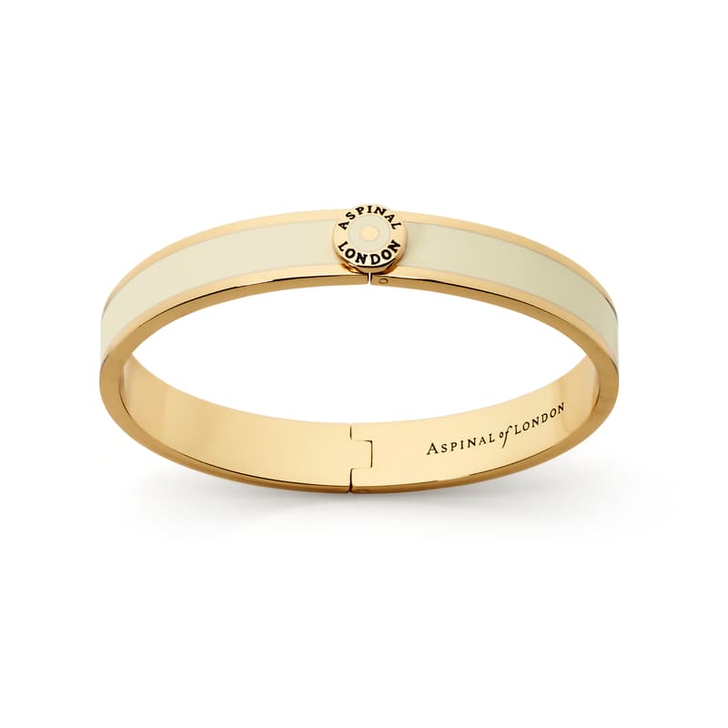 Enamel Bangle in Ivory Enamel & 18ct Gold Plated