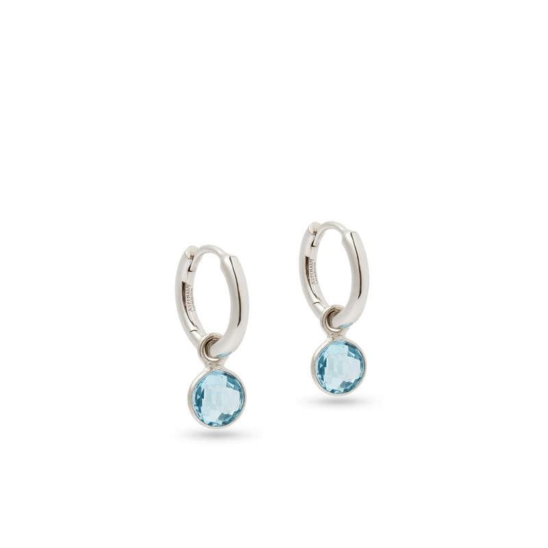 Gemstone Huggie Earrings in Swiss Blue Topaz & Sterling Silver 925