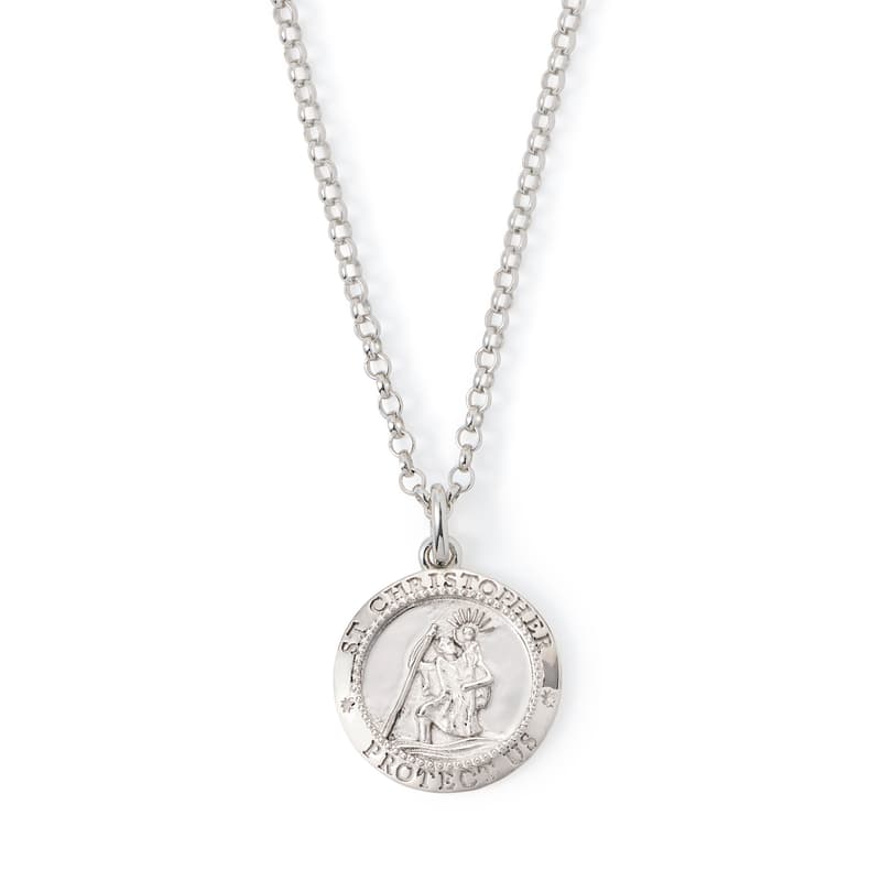 St Christopher Charm Necklace in Sterling Silver 925