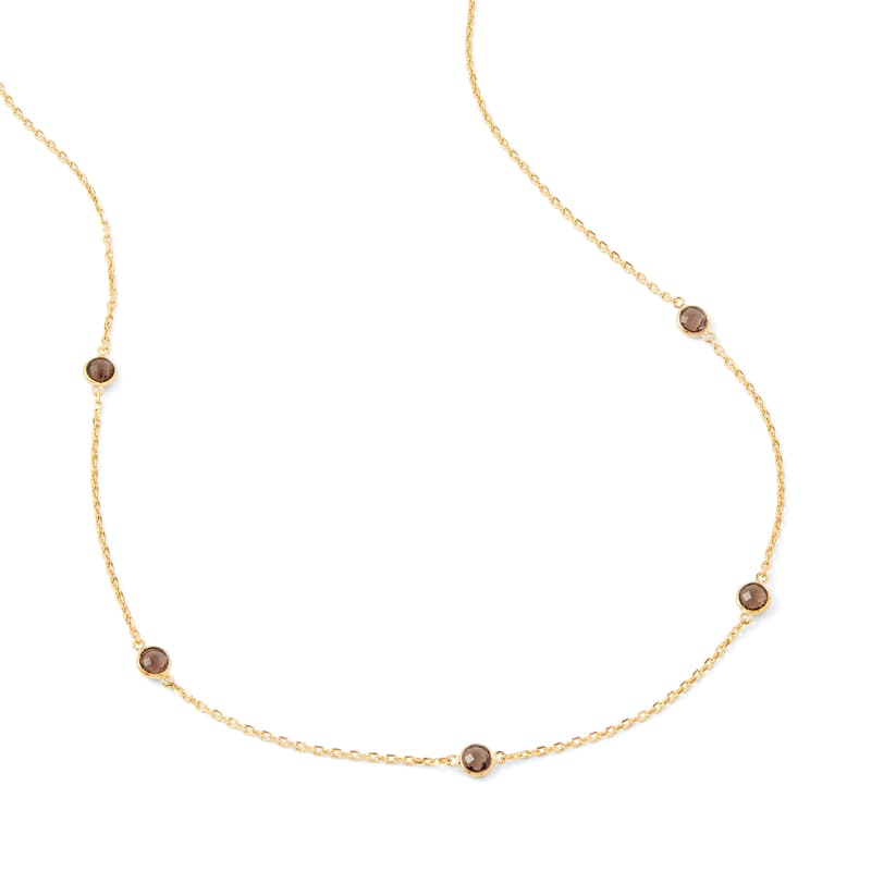 Gemstone Necklace in Smoky Quartz & 18ct Gold Vermeil