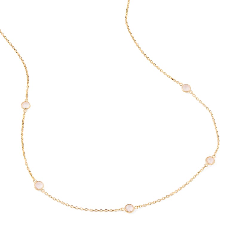 Gemstone Necklace in Rose Quartz & 18ct Gold Vermeil
