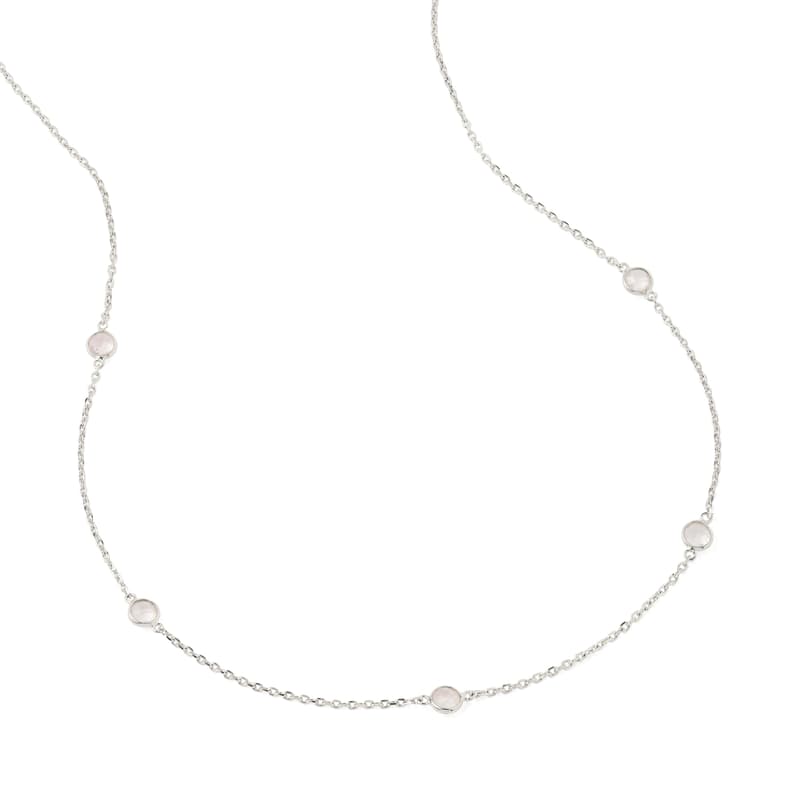 Gemstone Necklace in Rose Quartz & Sterling Silver 925