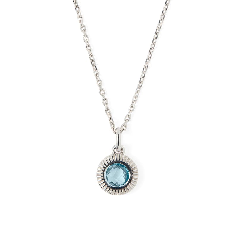 Gemstone Pendant Necklace in Swiss Blue Topaz & Sterling Silver 925