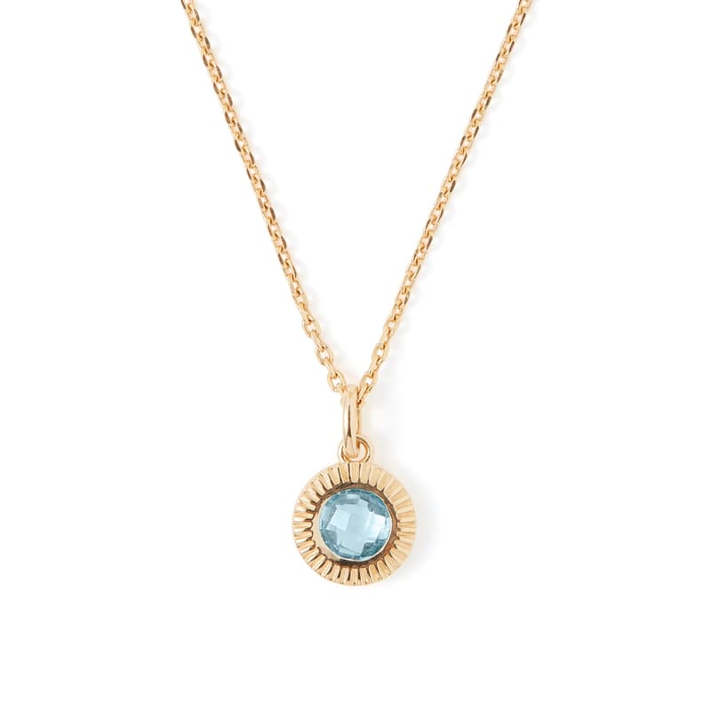 Gemstone Pendant Necklace in Swiss Blue Topaz & 18ct Gold Vermeil