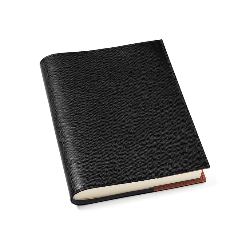 A5 Refillable Journal in Black & Tan Saffiano