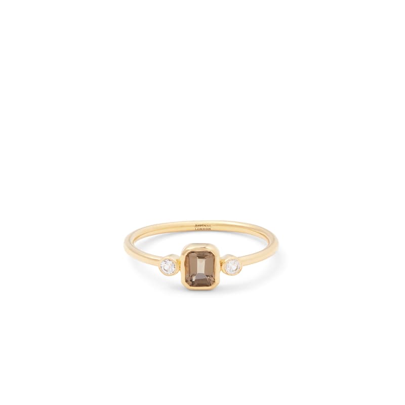 Gemstone Ring in Smoky Quartz & 18ct Gold Vermeil