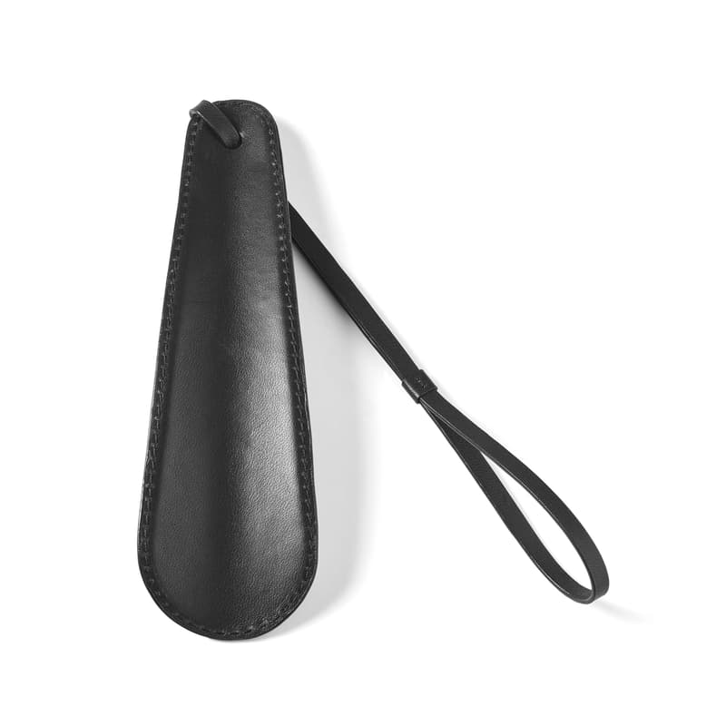 Leather Shoehorn in Smooth Black